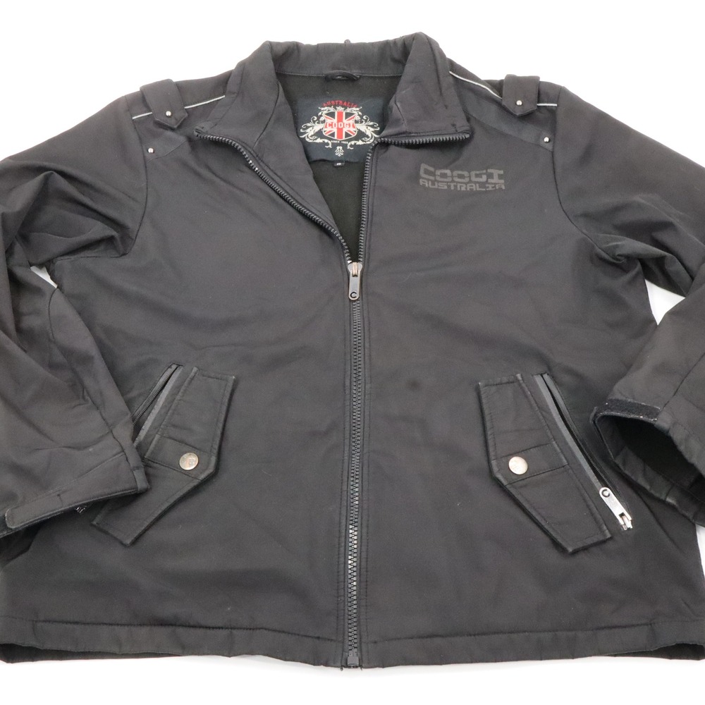 Coogi Australia Softshell Jacket Mens 2X Black Fleece Lined Streetwear Full Zip